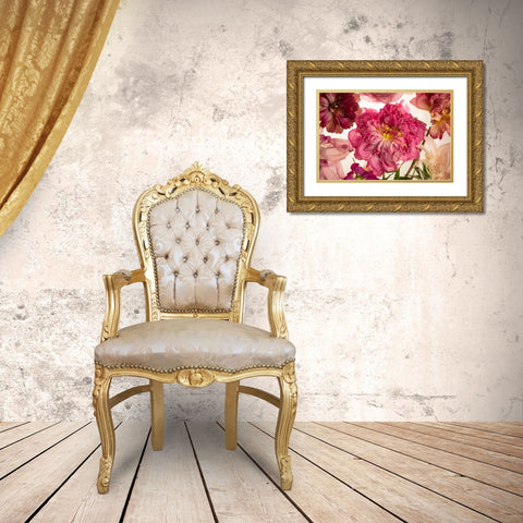 Peony on White Gold Ornate Wood Framed Art Print with Double Matting by Maclean, Leah