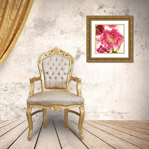 Peony Dream on White Gold Ornate Wood Framed Art Print with Double Matting by Maclean, Leah