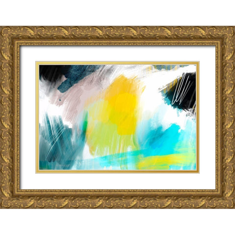 Glowing Sky Gold Ornate Wood Framed Art Print with Double Matting by Naskrent, Delores