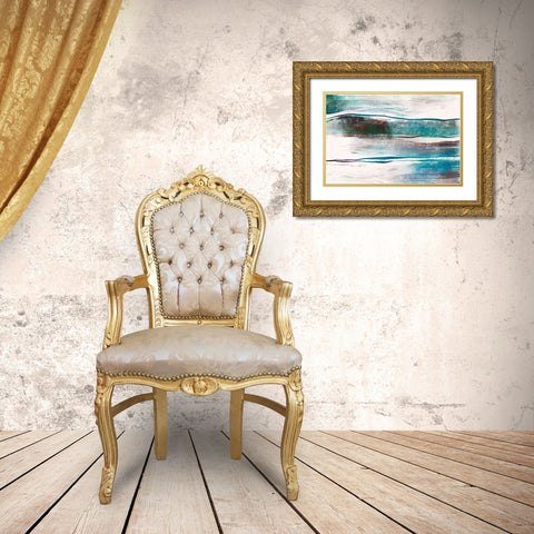 Lapping Waves Gold Ornate Wood Framed Art Print with Double Matting by Naskrent, Delores