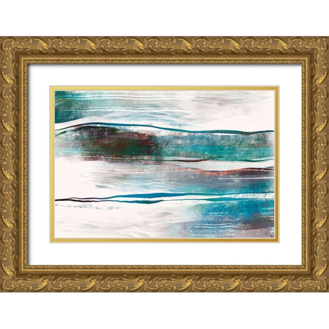 Lapping Waves Gold Ornate Wood Framed Art Print with Double Matting by Naskrent, Delores