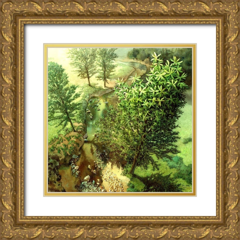 Tree Music V Gold Ornate Wood Framed Art Print with Double Matting by Wang, John