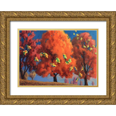 Autumn Melody II Gold Ornate Wood Framed Art Print with Double Matting by Wang, John