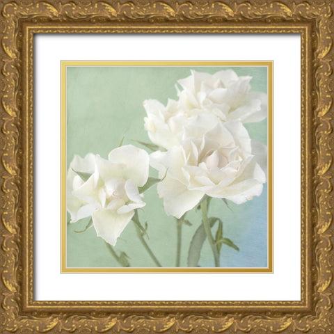 White Rose Gold Ornate Wood Framed Art Print with Double Matting by Stalus, Judy