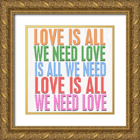 Love is All Gold Ornate Wood Framed Art Print with Double Matting by Smith, Karen