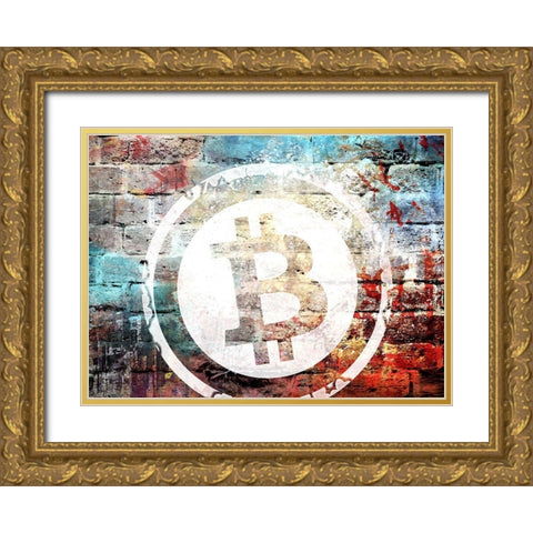 Bitcoin Off the Wall Gold Ornate Wood Framed Art Print with Double Matting by Smith, Karen