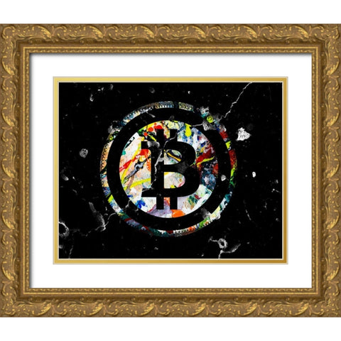 Bitcoin Paint Gold Ornate Wood Framed Art Print with Double Matting by Smith, Karen