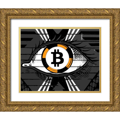 Bitcoin in the Eye Gold Ornate Wood Framed Art Print with Double Matting by Smith, Karen