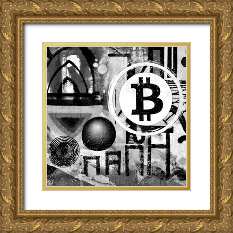 Bitcoin Trio Gold Ornate Wood Framed Art Print with Double Matting by Smith, Karen
