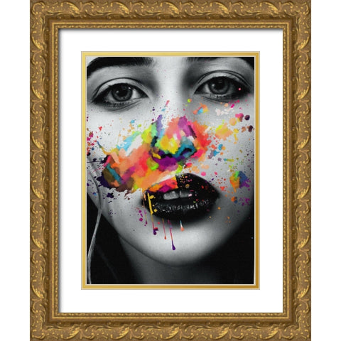 Face Paint Gold Ornate Wood Framed Art Print with Double Matting by Smith, Karen