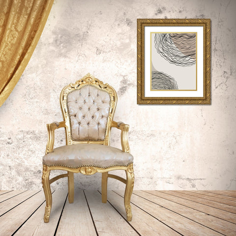 Swirlage I Gold Ornate Wood Framed Art Print with Double Matting by Smith, Karen