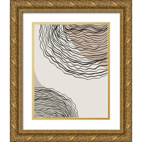 Swirlage I Gold Ornate Wood Framed Art Print with Double Matting by Smith, Karen