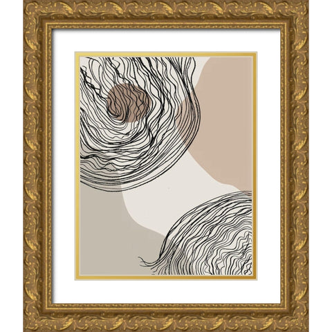 Swirlage II Gold Ornate Wood Framed Art Print with Double Matting by Smith, Karen