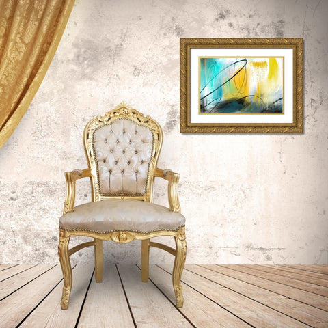Sun Showers Gold Ornate Wood Framed Art Print with Double Matting by Naskrent, Delores