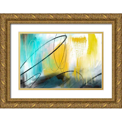 Sun Showers Gold Ornate Wood Framed Art Print with Double Matting by Naskrent, Delores