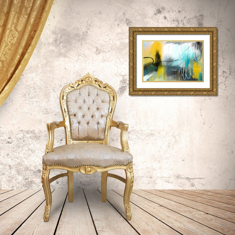 Soft Drizzle Gold Ornate Wood Framed Art Print with Double Matting by Naskrent, Delores