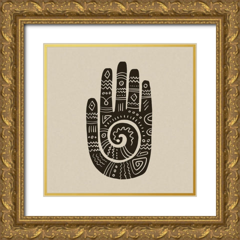 Mehndi Hand Block Print Gold Ornate Wood Framed Art Print with Double Matting by Haase, Andrea
