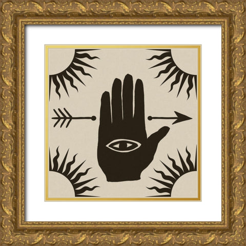 Magic Eye Hand Block Print Gold Ornate Wood Framed Art Print with Double Matting by Haase, Andrea