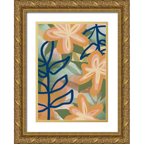 Flower Park Gold Ornate Wood Framed Art Print with Double Matting by Haase, Andrea