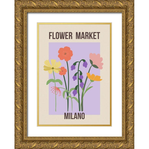 Flower Market Milan Gold Ornate Wood Framed Art Print with Double Matting by Haase, Andrea