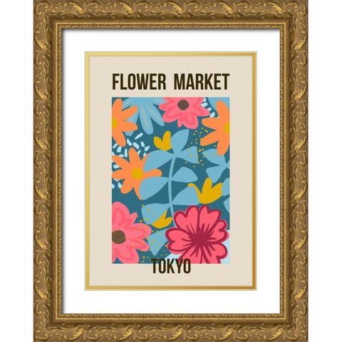 Flower Market Tokyo Gold Ornate Wood Framed Art Print with Double Matting by Haase, Andrea