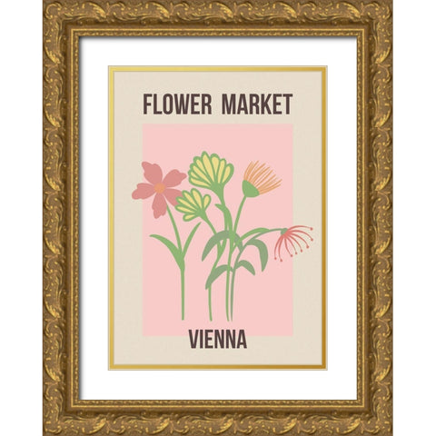 Flower Market Vienna Gold Ornate Wood Framed Art Print with Double Matting by Haase, Andrea