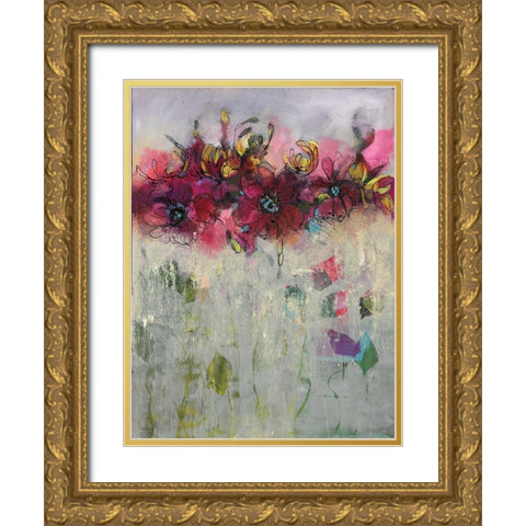 Misty Flowers II Gold Ornate Wood Framed Art Print with Double Matting by Eaton, Winnie
