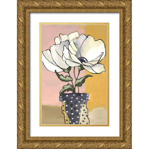 Blue Dot Pot I Gold Ornate Wood Framed Art Print with Double Matting by Eaton, Winnie