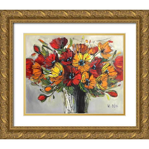 Bright Poppies Gold Ornate Wood Framed Art Print with Double Matting by Eaton, Winnie