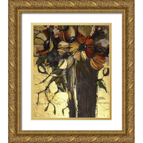 Goldleaf Poppies Gold Ornate Wood Framed Art Print with Double Matting by Eaton, Winnie