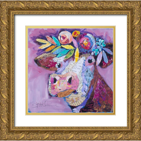 Purple Cow Gold Ornate Wood Framed Art Print with Double Matting by St Hilaire, Elizabeth