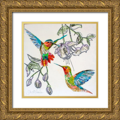 Edit Hummers and Blooms  Gold Ornate Wood Framed Art Print with Double Matting by St Hilaire, Elizabeth