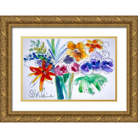 Joy Gold Ornate Wood Framed Art Print with Double Matting by St Hilaire, Elizabeth