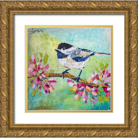 Chirpy Chickadee Gold Ornate Wood Framed Art Print with Double Matting by St Hilaire, Elizabeth