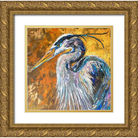 Great Blue Heron Gold Ornate Wood Framed Art Print with Double Matting by St Hilaire, Elizabeth