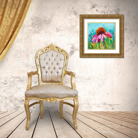 Coneflower Gold Ornate Wood Framed Art Print with Double Matting by St Hilaire, Elizabeth