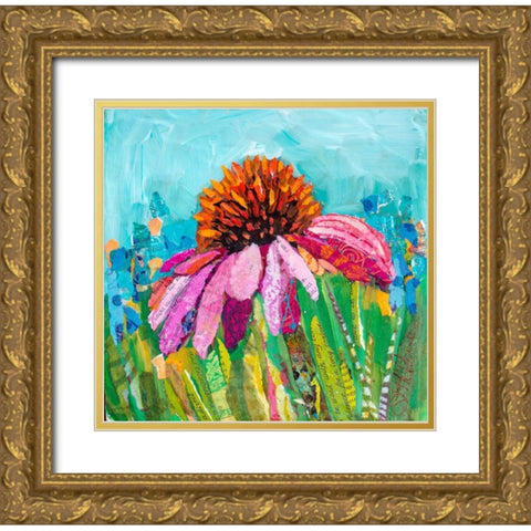 Coneflower Gold Ornate Wood Framed Art Print with Double Matting by St Hilaire, Elizabeth