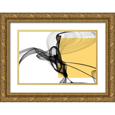 Geometric Shape and Black Abstraction II Gold Ornate Wood Framed Art Print with Double Matting by Orlov, Irena