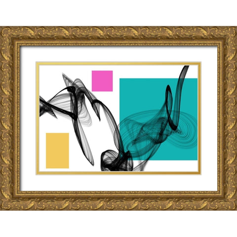 Geometric Shape and Black Abstraction III Gold Ornate Wood Framed Art Print with Double Matting by Orlov, Irena