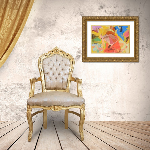 Color Burst Abstraction II Gold Ornate Wood Framed Art Print with Double Matting by Orlov, Irena