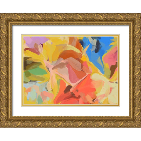 Color Burst Abstraction II Gold Ornate Wood Framed Art Print with Double Matting by Orlov, Irena