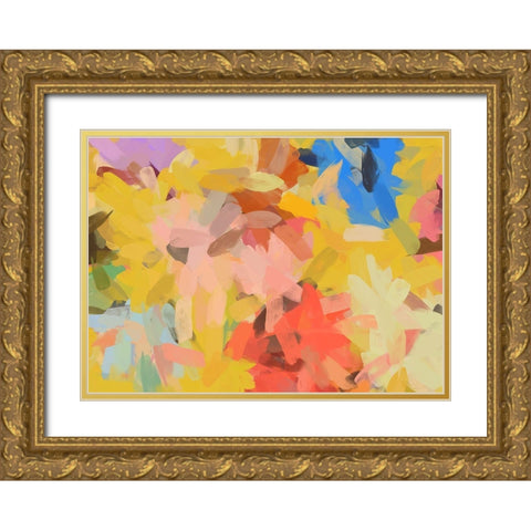 Color Burst Abstraction III Gold Ornate Wood Framed Art Print with Double Matting by Orlov, Irena