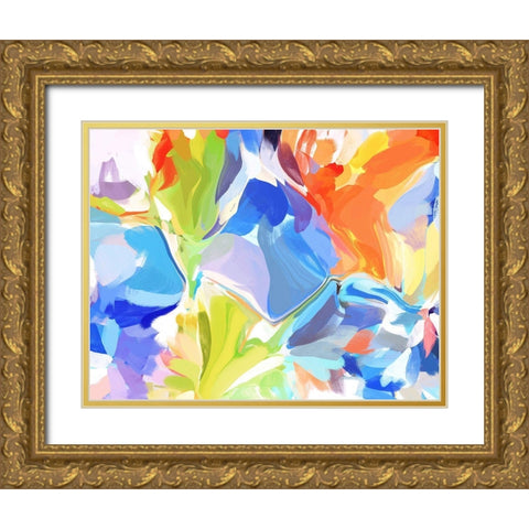 Color Burst Abstraction V Gold Ornate Wood Framed Art Print with Double Matting by Orlov, Irena