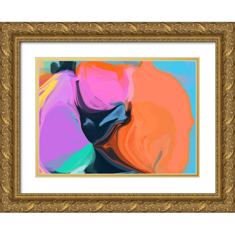 Color Burst Abstraction XII Gold Ornate Wood Framed Art Print with Double Matting by Orlov, Irena