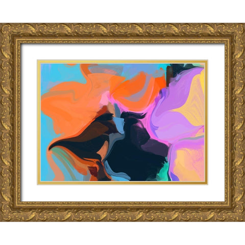 Color Burst Abstraction XIII Gold Ornate Wood Framed Art Print with Double Matting by Orlov, Irena