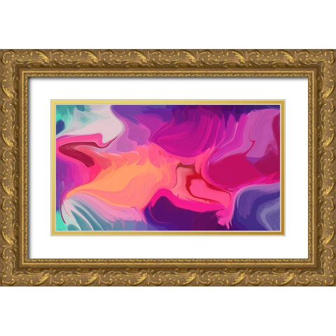 Color Burst Abstraction XVII Gold Ornate Wood Framed Art Print with Double Matting by Orlov, Irena