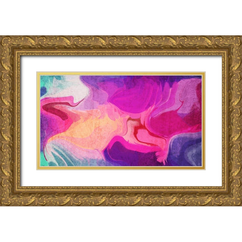 Color Burst Abstraction XVIII Gold Ornate Wood Framed Art Print with Double Matting by Orlov, Irena