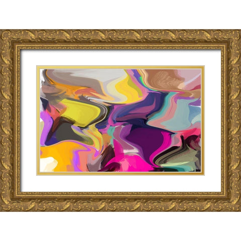 Color Burst Abstraction XXI Gold Ornate Wood Framed Art Print with Double Matting by Orlov, Irena