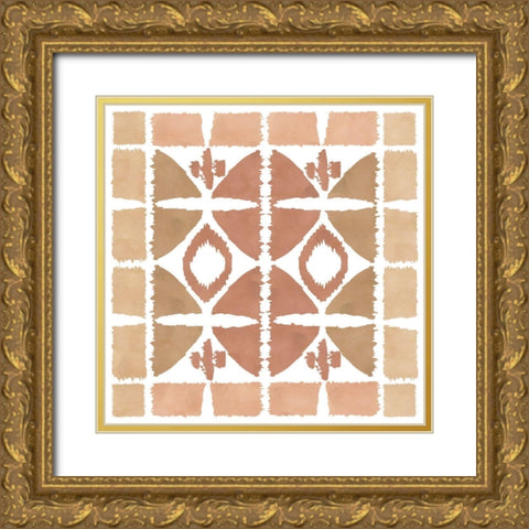 Earthy Geometric I Gold Ornate Wood Framed Art Print with Double Matting by Kouta, Flora