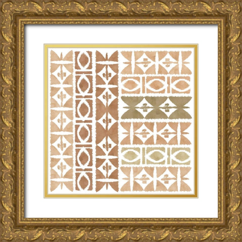 Earthy Geometric III Gold Ornate Wood Framed Art Print with Double Matting by Kouta, Flora